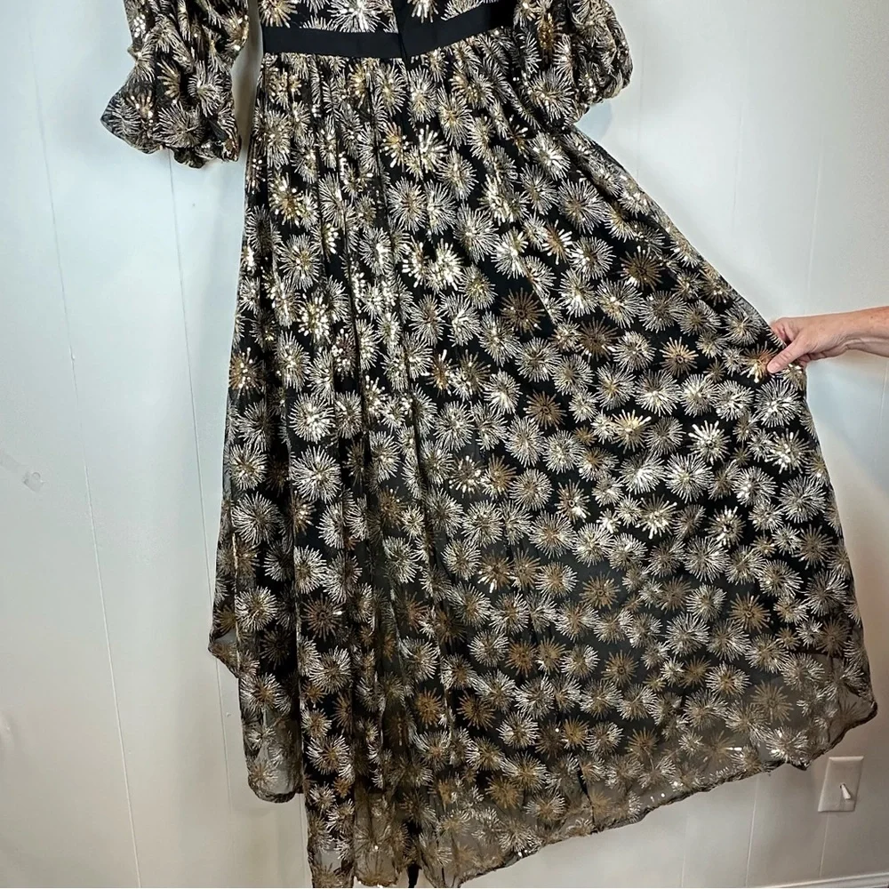 Zendaya Collection for Aqua Fireworks Dress Black Gold Sheer Hi-Low Size S - Picture 10 of 12